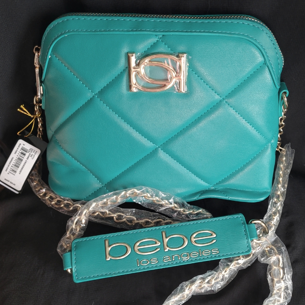 NWT Bebe Gio Dome Teal Quilted Crossbody